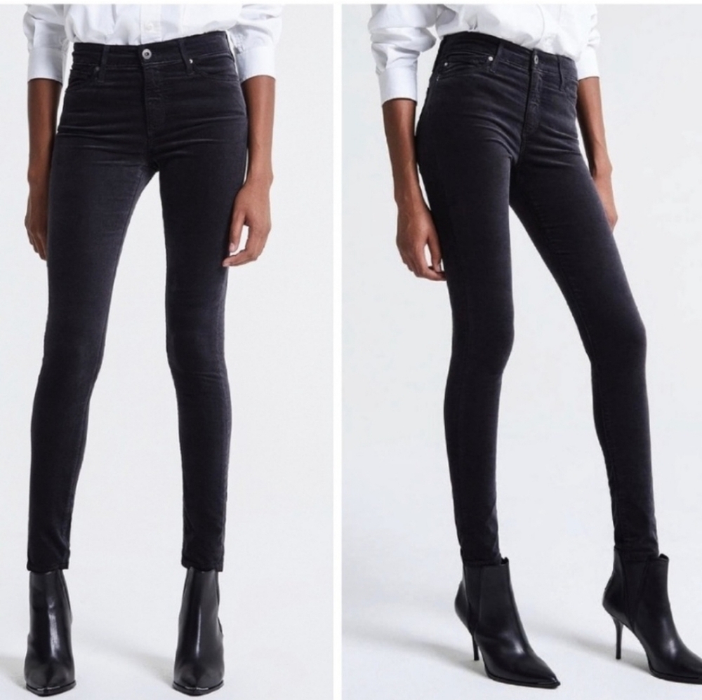 AG Farrah Black Velvet Jeans Size 26 Adriano Goldschmied